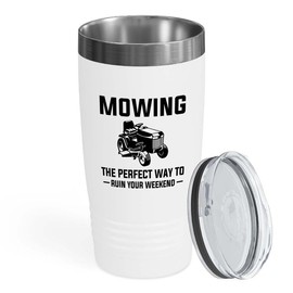 Lawn Mower White Edition Tumbler 20oz - Mowing the perfect - Construction Worker Architecture Student Landscape Architectural Building Designer