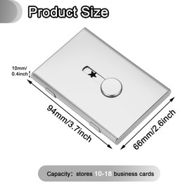 Wbgraceful Metal Business Card Holder Case - Silver Aluminum Alloy Slide-Out Business Card Organizer Portable Business Card Case for Men & Women