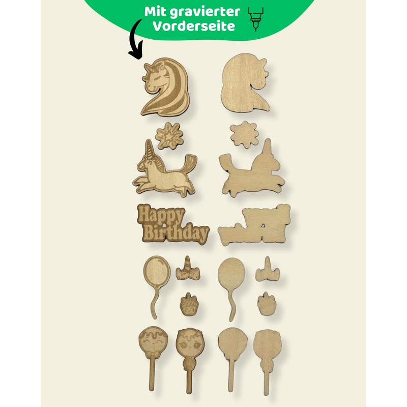 DIWULI Wooden Table Confetti Happy Birthday Unicorn Set | Made