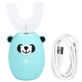 U shape Children Electric Toothbrush Automatic Silicon Sonic Teeth Whitening Toothbrush(Green Bear 6-12 Years Old )