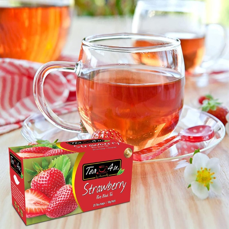 Tea4U Flavored Black Ceylon TeaBags (Strawberry) - Ideal Quality from