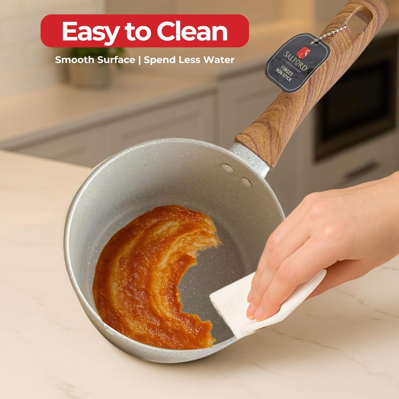 SALFORD 1.8 Quarts Aluminum Saucepan with Glass Lid – Nonstick