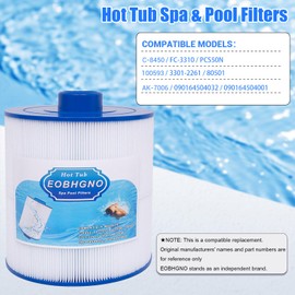 EOBHGNO C-8450 Spa Filter Cartridge - Compatible with C-8450, FC-3310, PCS50N, 100593, 3301-2261, 80501 Hot Tub Filter and Swimming Pool, 50 Sq. Ft, 2 Pack