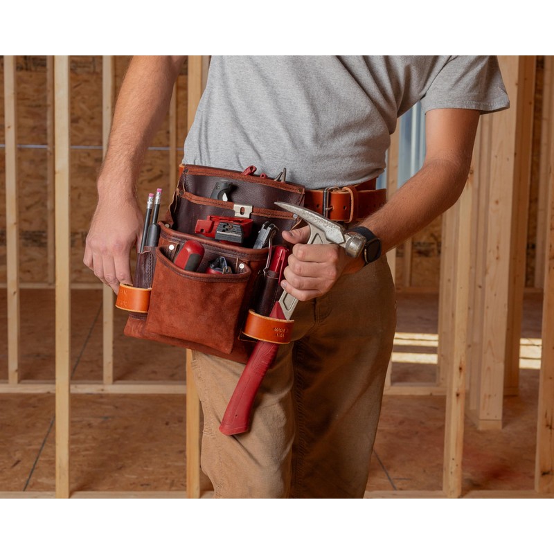 Heavy Duty Tool Pouch - All Leather - Reinforced Seams