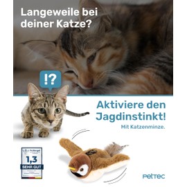 PetTec® Interactive Cat Toy Electric for Self-Employment - Cat Toy Bird Movable with Catnip - Interactive Cat Toy - Automatic Cat Toy - Cat Toys