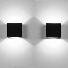2 Pack LED Wall Sconce Mini 10W Hardwired, Lightess Modern Wall Lamp Black Up Down Wall Mount Lights Mini Metal for Living Room Hallway Bedroom Decor, Cool White, O1186TP