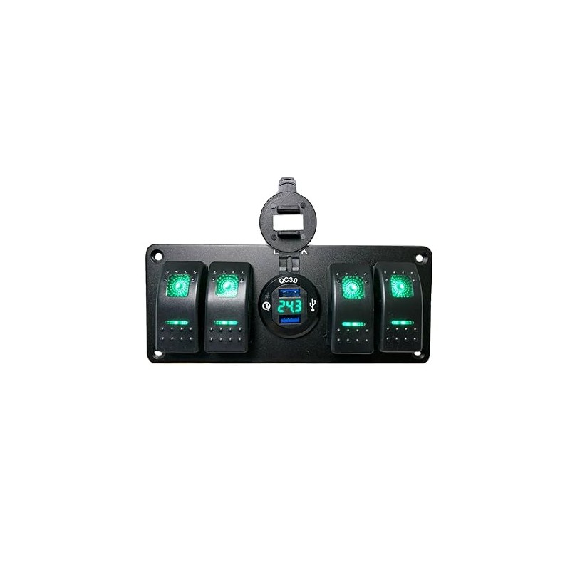 4 Gang Rocker Switch Panel ON Off Switch USB QC