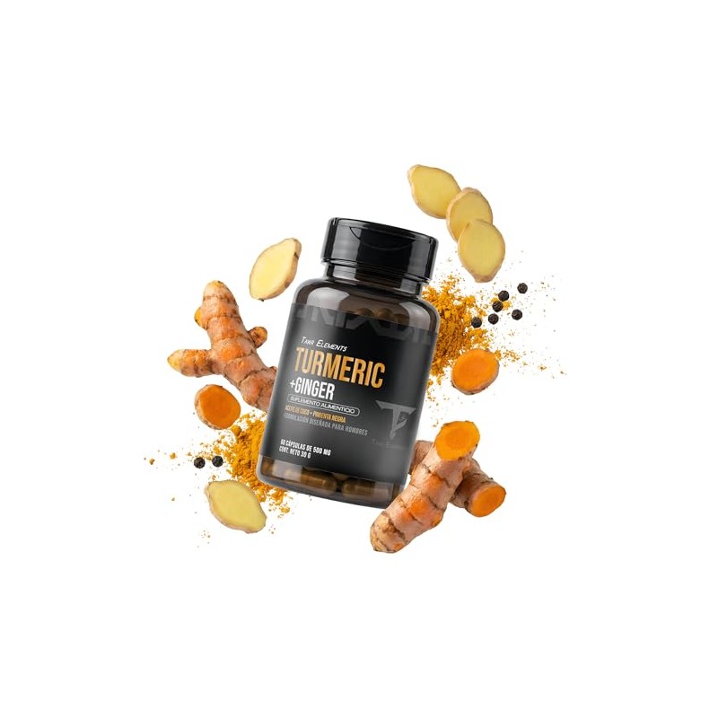 Cúrcuma Turmeric Jengibre 60cap 500mg Beneficios Suplemento Pimienta Negra Aceite