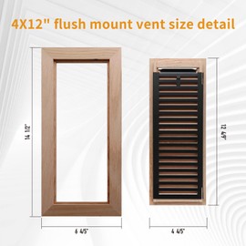 SANYCASA Red Oak Floor Register 4x12 Inch (Duct Opening) with Metal Damper Wooden Flush Mount Floor Vent 3/4 Inch Thickness Unfinished