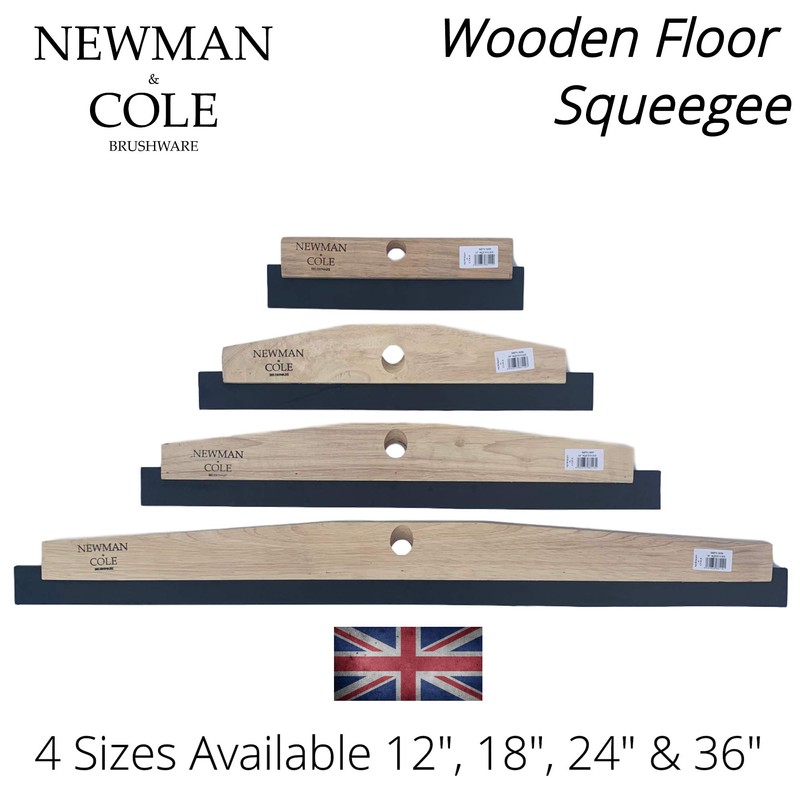 Newman & Cole Wooden Floor Squeegee with Rubber Blade -