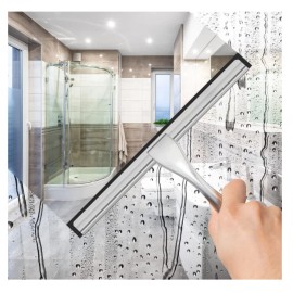 Docrok All-Purpose Stainless Steel Shower Squeegee for Glass Doors with Adhesive Hooks