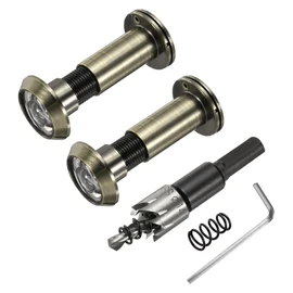 PATIKIL 9/16" Door Viewer Peephole, 2 Pcs Copper Privacy Door Viewer with Privacy Cover, 180-Degree Fits 1-3/4" to 2-15/16" Door with 14mm/0.55" Drill Bit for Security, Bronze