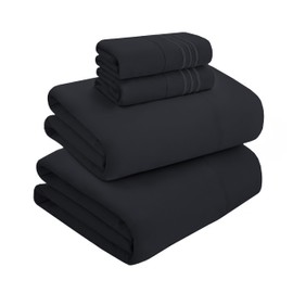 Mocassi Luxury King 4-Piece Sheet Set - 1800 Premium Hotel Quality - Easy-Fit, Wrinkle, Fade Resistant Bed Sheets and Pillowcases - All Around Elastic Fitted Sheet, Deep Pocket, Black