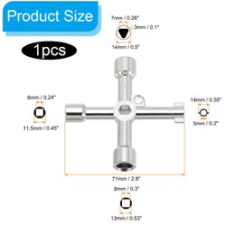 Fogcosy 1 PCS Panel Key - Electric Box Key, 4 Way 4 in 1 Utilities Keys, Triangle/Square/Panel Cross Keys for Faucet,Gas,Meter,Valve,Spigots,Electrical Cabinet Opening