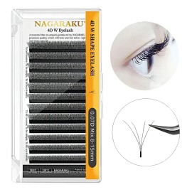 Nagaraku Extensiones De Pestañas 4d W Fibras Tecnológicas Color Negro Espesor 7 Mm Largo 14 Mm Tipo De Curvatura D