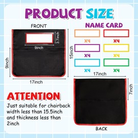 EggSun 24Pcs Chair Pockets for Classroom 16 Inch, Seat Pockets for Classroom Chairs Bag K-2 Folders with Name Tags for Student Kids Teachers Supplies Seat Organizer Back to School Supplies (Color)