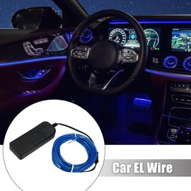 X AUTOHAUX 5 Meter/16ft Neon Glowing EL Wire Strip Blue Light for Car Interior