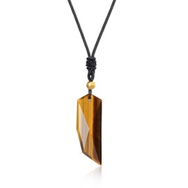 COAI Wolf Tooth Amulet Tiger Eye Stone Necklace for Men