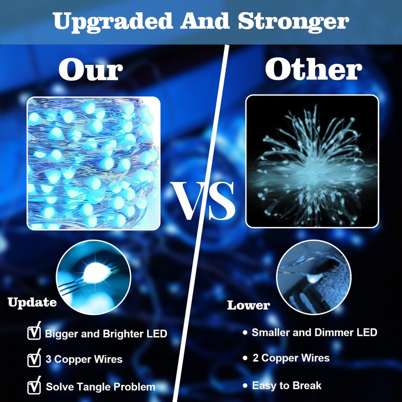 Homemory 2 Pack 33 Ft 100 LED Blue Halloween Fairy