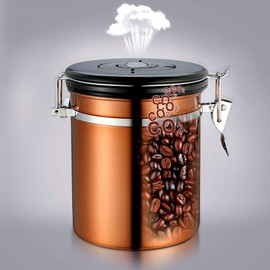 Stainless Steel Coffee Canister, 50.7 oz Airtight Storage Container for Food, Kitchen Canister for Tea Flour, Sugar, Coffee Beans (Red Bronze)