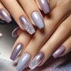 Hkanlre Purple Fake Nails Tips Shiny Gradient Press on Nails