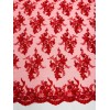 Mia Fabrics Beaded Sequins Floral Fabric - Red - Embroidered