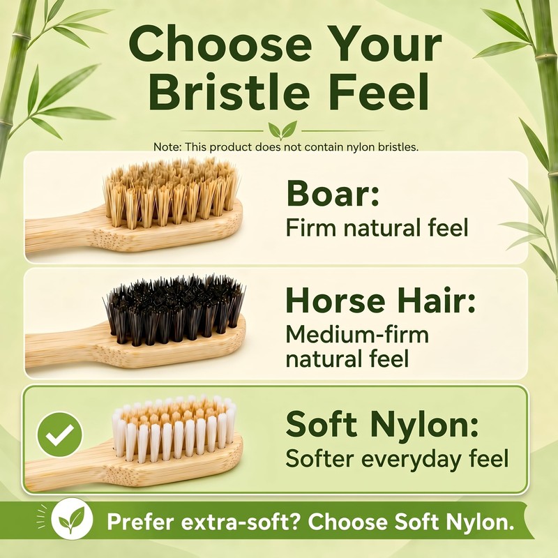TIKITAKA FTG Natural Bristle Bamboo Toothbrush Sampler, 2 Pack -