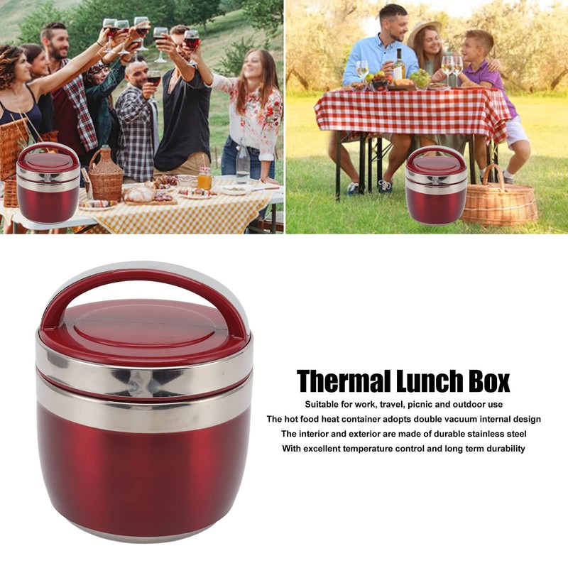 DAUERHAFT Insulated Food Container, Thermal Lunch Box, 304 Stainless Steel