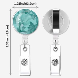 IAMRAVER 2 Pack Retractable Badge Holders Cute Badge Reel Badge Clip ID Card Holders for Student Office Worker Doctor Nurse Teacher(Cute Green Leaves)