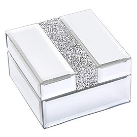 TIMETRACE Small Diamante Glass Jewelry Organizer Storage Organizer Jewelry Holder Storage for Women Girls Luxurious Gift