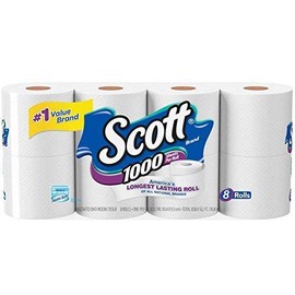 Scott 1000 Sheets Per Roll, 8 Toilet Paper Rolls, Bath Tissue