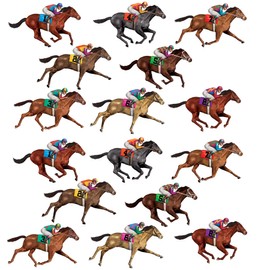 Beistle 16 Piece Plastic Sheets Derby Day Theme Race Horse Party Decorations, 29", Multicolor