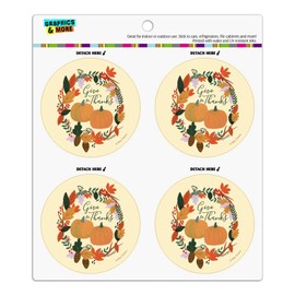 Give Thanks with Pumpkins Thanksgiving Refrigerator Fridge Locker Vinyl Circle Magnet Set