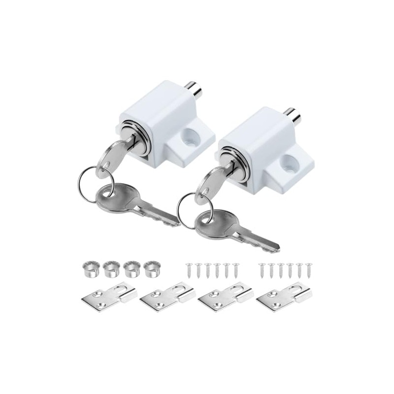 2Pcs White Sliding Patio Lock Sliding Patio Door Latches Set