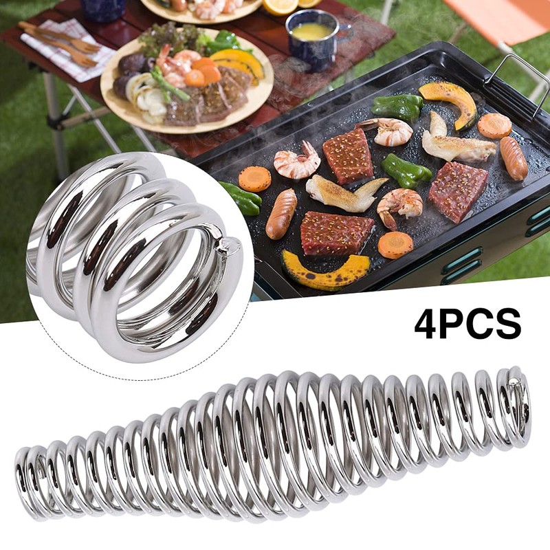 SYCOOVEN 4 Pcs BBQ Spring Handle, Stainless Steel Smoker Handle