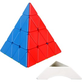 Oostifun Shengshou Pyraminx 4x4x4 Cube Pyramid Triangle Four-axis Tetrahedron Puzzle 4x4 Smooth Turning Cube Toy With One Cube Tripod (Multicolor)