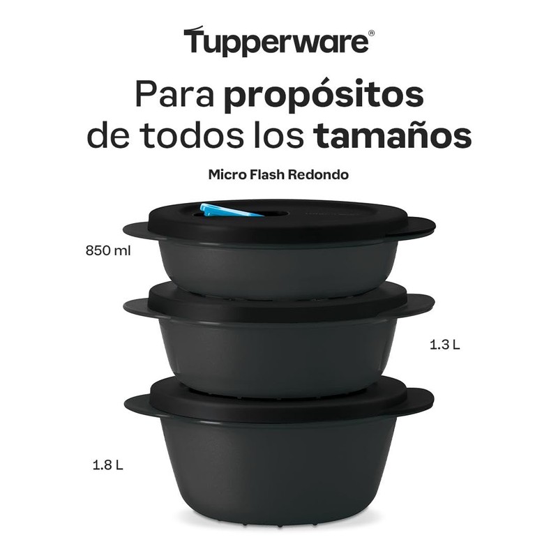 Tupperware Recipiente para Microondas 1.8L Negro