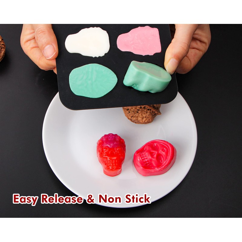 Webake Skull Chocolate Mold with 5 Different Shapes, Silicone Skeleton