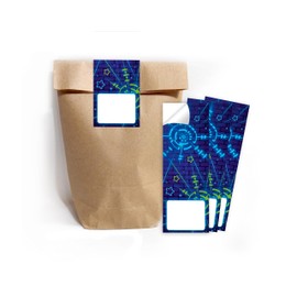 Minkocards 12 Gift Bags (Natural) + 12 Stickers Laser Tag Laser Tag Gift Bags for Party Bags Guest Gift Wrapping for Children's Birthday Boys Girls