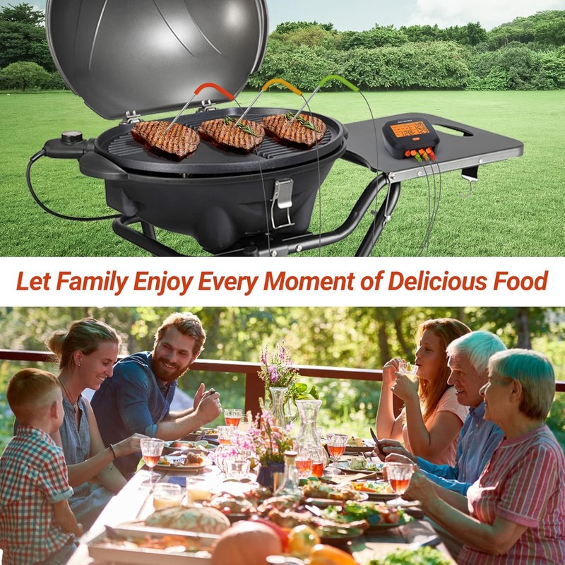 INKBIRD WiFi Meat Thermometer for Grilling, Unlimited Rang Rechargeable BBQ