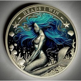 Heads You Win-Tails You Lose- Silver Colored. Challenge Coin-Mermaid-S