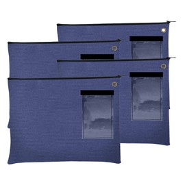 BankSupplies Canvas Zipper Bags | 14W x 11H | Set of 4 | Large Storage Bags | Grommet for Zip Tie & Padlock | 5W x 3H Framed Cardholder | Zipper Closure | Bank Bags