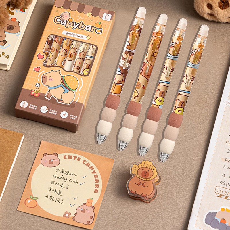 Grunlienus Capybara Pens, Cute Capybara Themed Click Pens, 0.5mm Fine