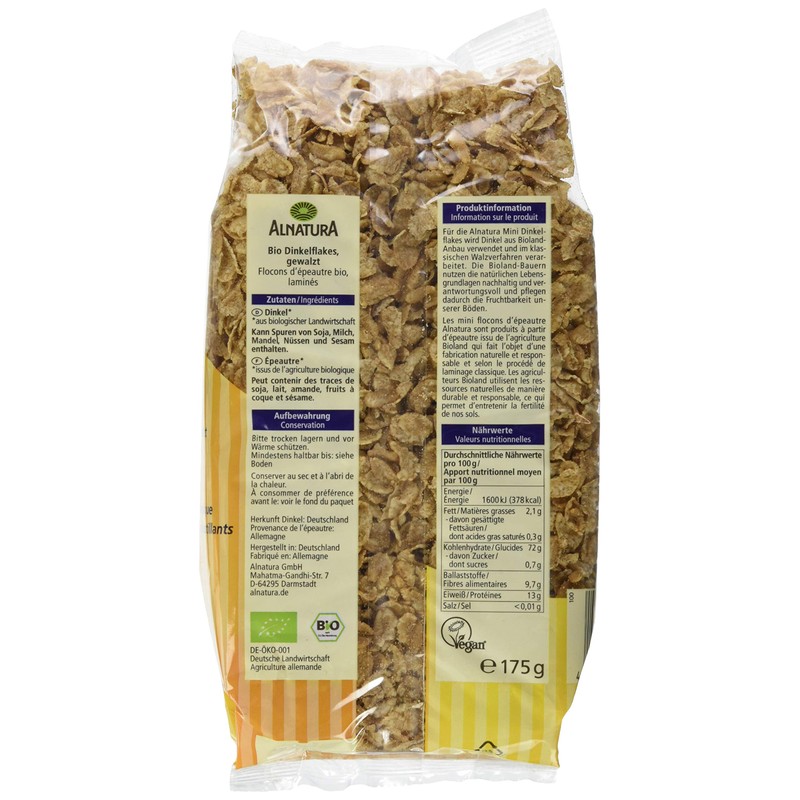 Alnatura Mini Spelt Flakes - Organic Quality - Unsweetened Crispy