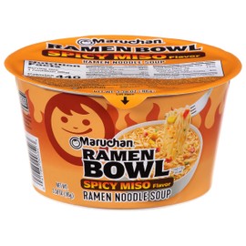 Maruchan Ramen Bowl, Spicy Miso Flavor – Japanese-Style Instant Noodle Soup, Microwaveable Easy Meal for Busy Families – 3.39 Oz. (6 Pack)