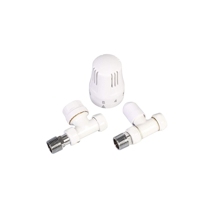 London Taps Thermostatic Radiator Valve TRV and Lockshield Set, White