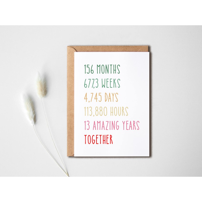 EruditeGifts 13th Anniversary Card - Funny 13 Years Wedding Anniversary
