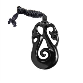 81stgeneration Women's Men's Hand Carved Horn New Zealand Maori Koru Spiral Pendant Necklace