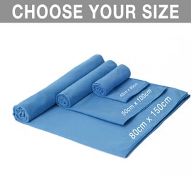 Microfiber Towel, Quick Dry Towel for Traveling, Super Absorbent Camp Towel,Ultra Soft Compact Sport Towel for Camping, Backpacking,Gym, Beach, Hiking,Yoga (80 x 150 cm, Blue)