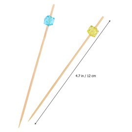 Cocktail Picks 190 Pcs Fashion Bamboo Acrylic Beads Cocktail Pins Fruit Picks Food Sticks Cocktail Decorations Party Commercial Use (Acrylic Beads)